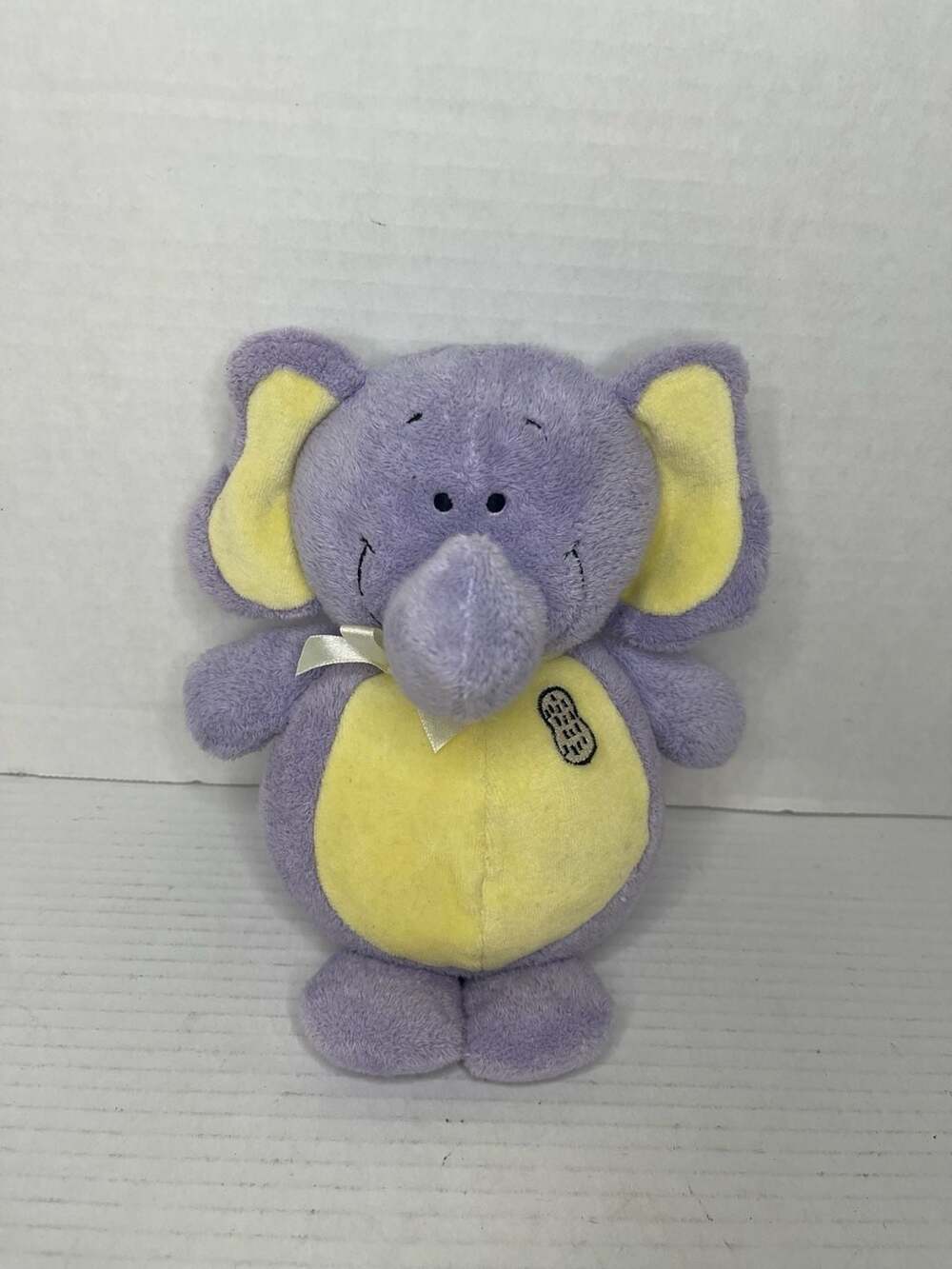 (Sound Works!) 2001 Kids II Purple Elephant Plush Toy with Peanut Patch Lovey